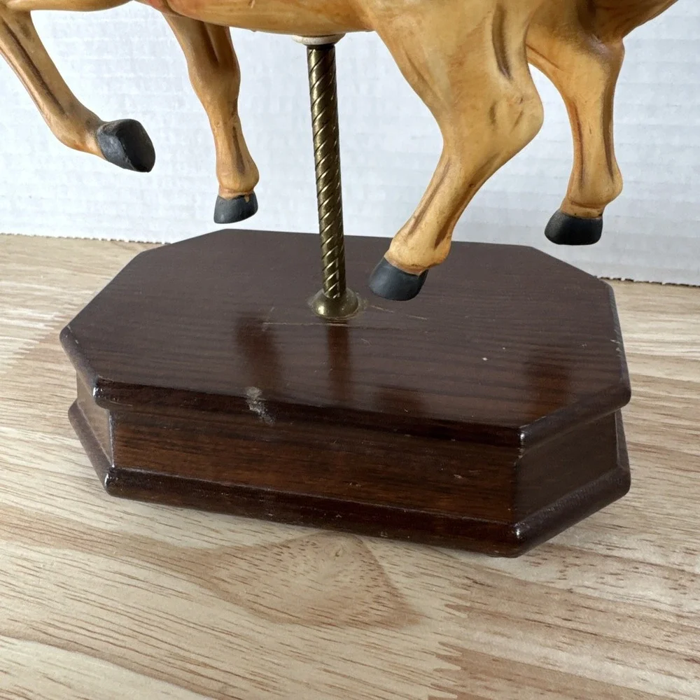 Vintage UOGC Taiwan Carousel Horse Figurine Musical Figurine Wood Base